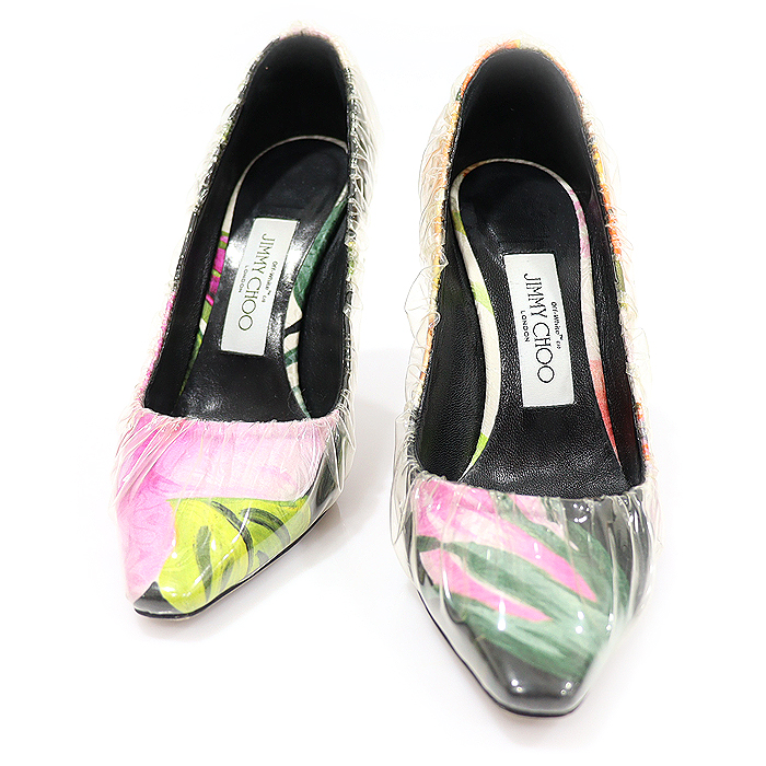 Jimmy Choo Off-White Collaboration PVC Satin Flower Printing ANNE 100 Pumps Women&#039;s Shoes 35