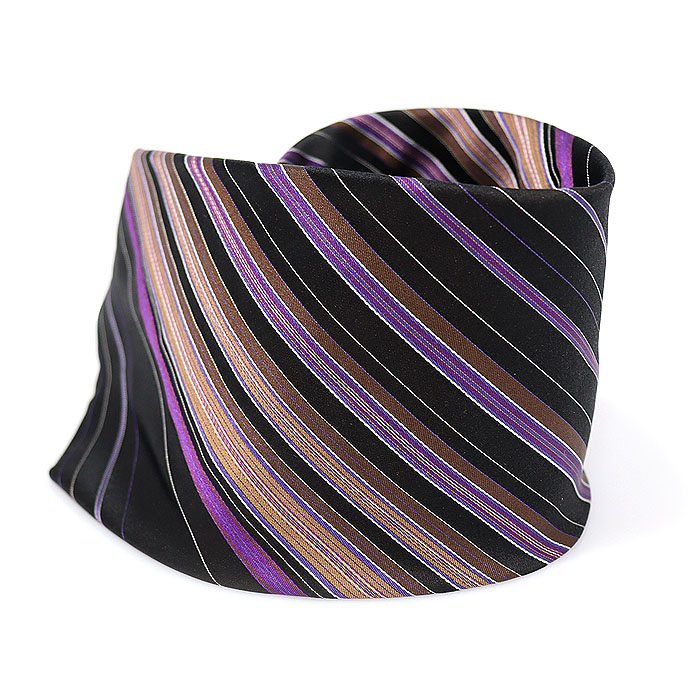 Kenzo 100% Silk Black Stripe Patterned Tie