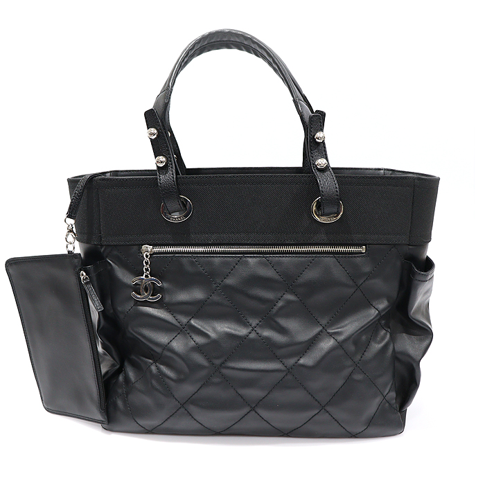 Chanel A34210 Black Leather Silver Biarritz Large Shoulder Bag (No. 14)