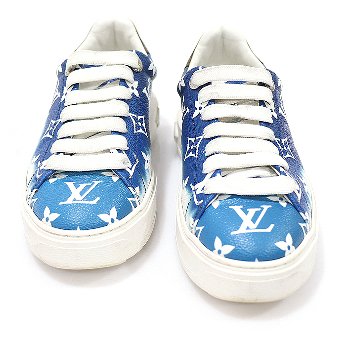 Louis Vuitton 1A7UM8 Blue Monogrammed Canvas Escal Time Out Women&#039;s Sneakers 35.5