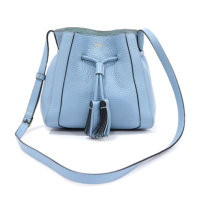 Mulberry RL6362 Fail Slate Blue Grain Leather Gold Mini Milli Bucket Bag Shoulder Bag