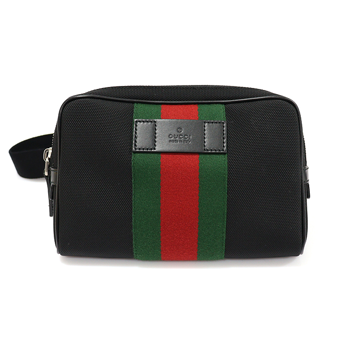 Gucci (Gucci) 630919 Black Techno Canvas Signature WEB Stripe Hip-Colored Belt Bag