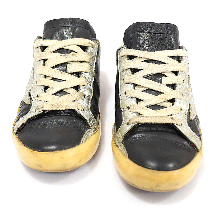 Golden Goose GARD121.A2 Black Leather Silver Hill Tap Superstar Archive Women&#039;s Sneakers 37