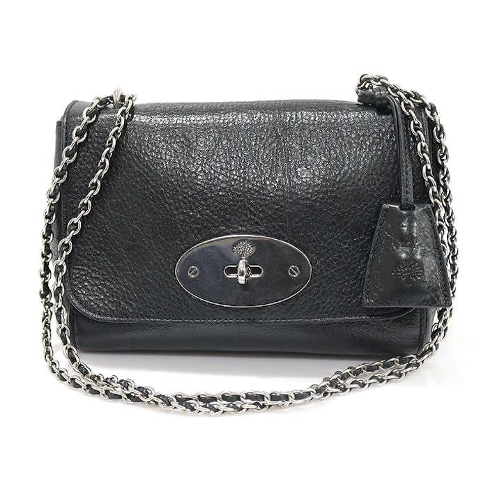 Mulberry HH1567 Black Gloss Goat Skin Silver Chain Lily Small Shoulder Bag