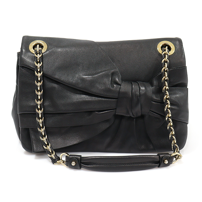 Nina Ricci NE2C9AG325 Black Leather Maria Gold Chain Shoulder Bag