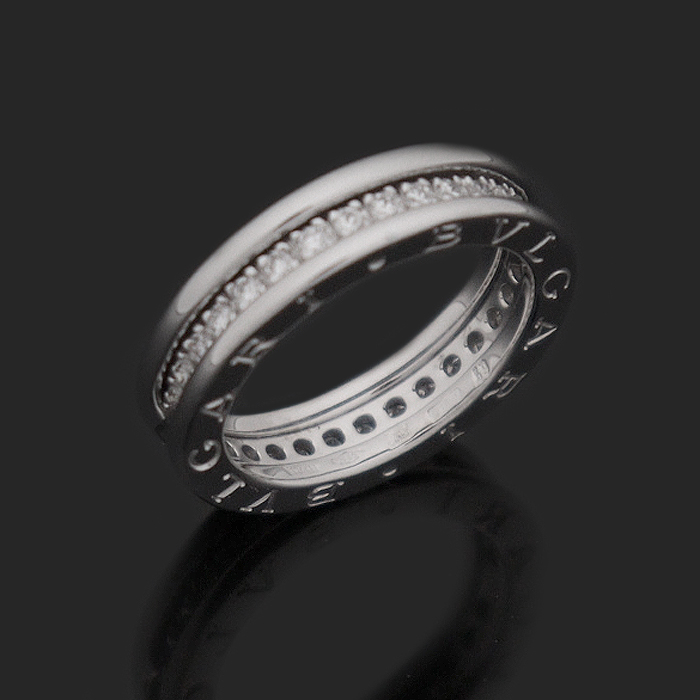 Bvlgari 329345 18K White Gold Diamond Fabe Setting Non-Zero One Band Ring Ring No. 49