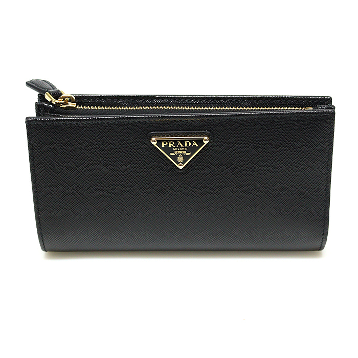 Prada(프라다) 1ML009 블랙 사피아노 레더 금장 트라이앵글 로고 장지갑