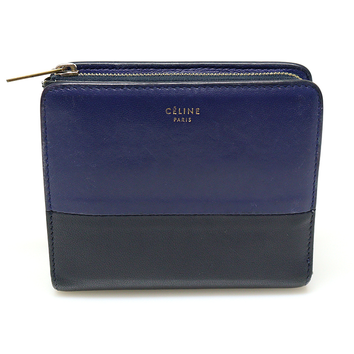 Celine(셀린느) 102533HTM 인디고 블루 블랙 투톤 램스킨 컴팩트 멀티펑션 반지갑