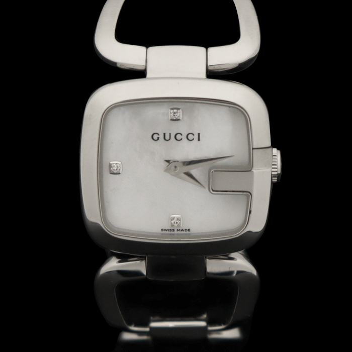 Gucci(구찌) YA125502 125.5 스틸 쿼츠 G-GUCCI 3P 다이아 자개판 팔찌 여성 시계