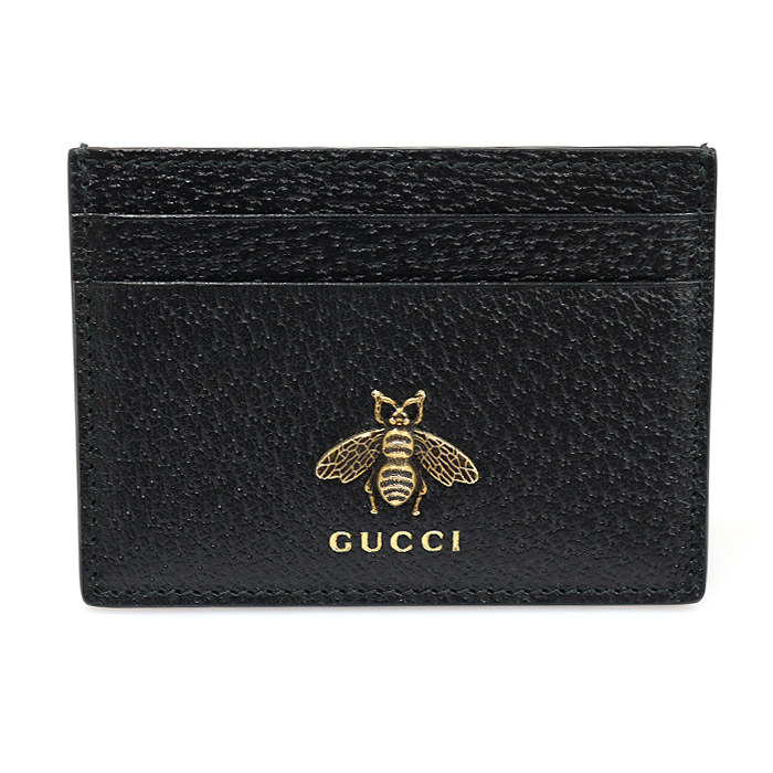 Gucci(구찌) 523685 블랙 레더 애니멀리에 꿀벌 카드 지갑