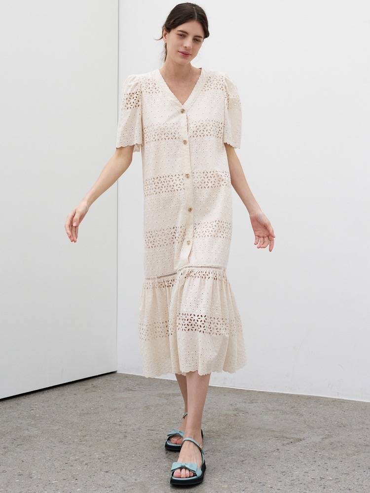 [미테]CROCHET LACE DRESS_BEIGE