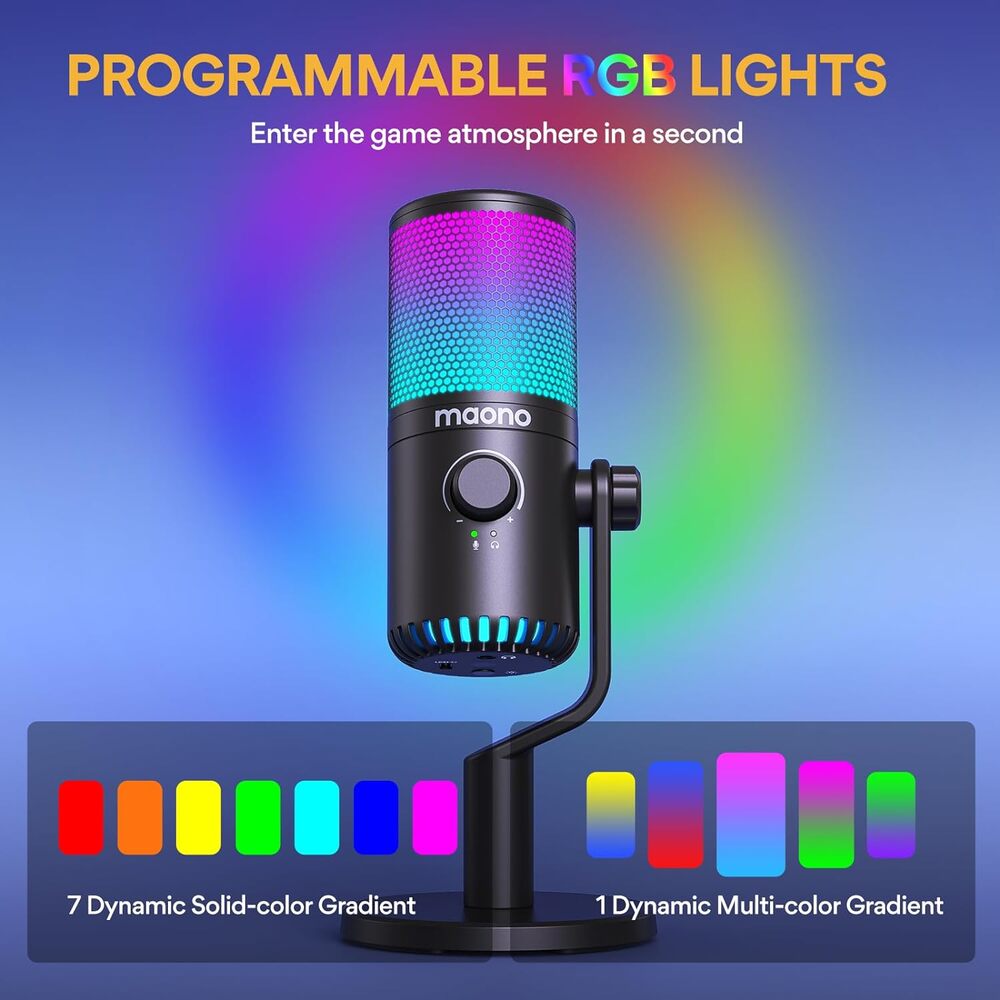 마오노 DM30RGB 블랙 게이밍 방송용 USB 콘덴서 마이크