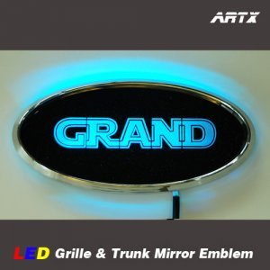 오토모듬 ArtX 올뉴카니발 순정교체형 GRAND로고 LED 미러 엠블럼(그릴/트렁크엠블렘)