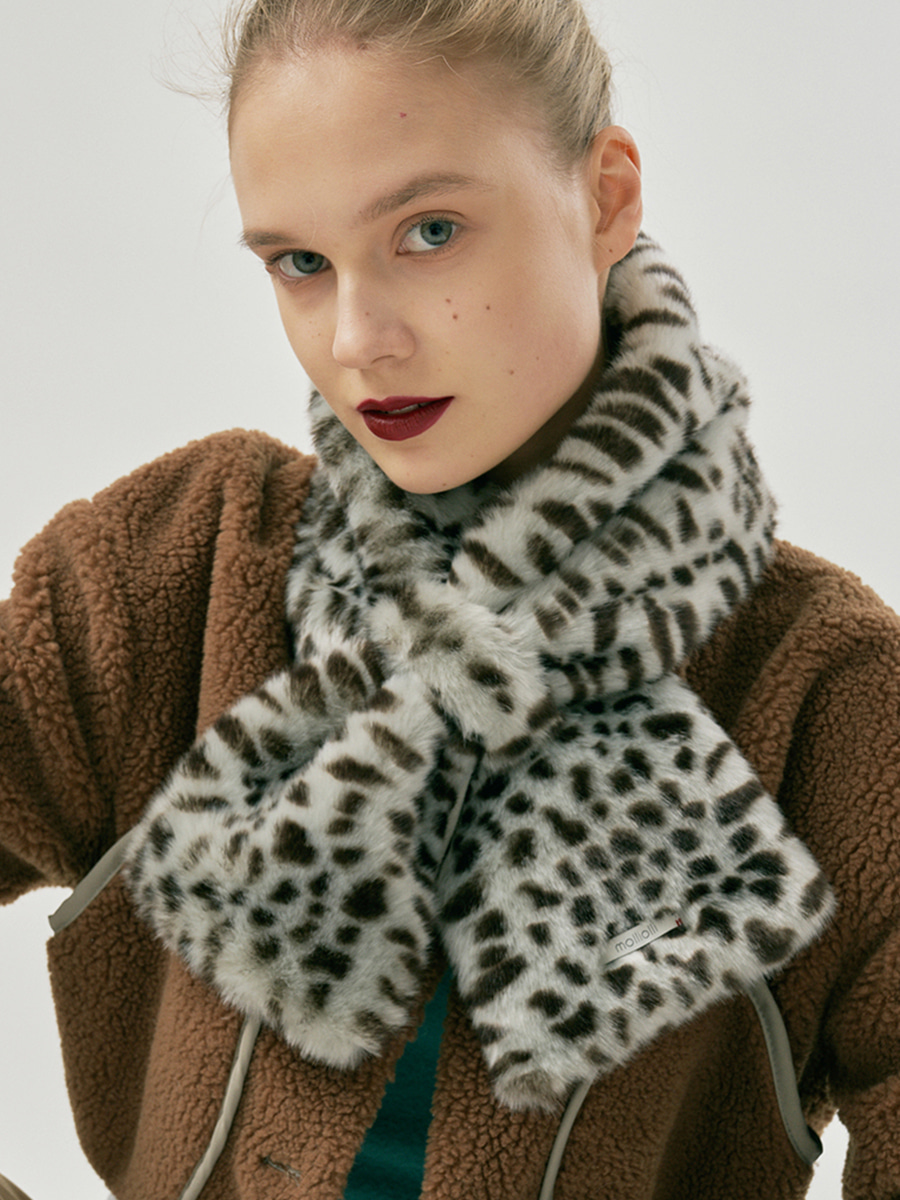 MOLLI RING fur muffler [mint leopard]