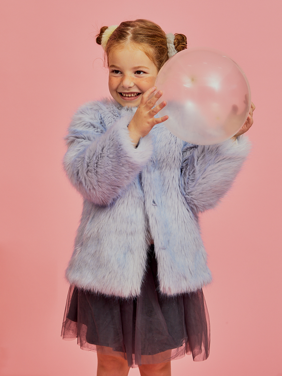 HUGME party fur coat [blue]