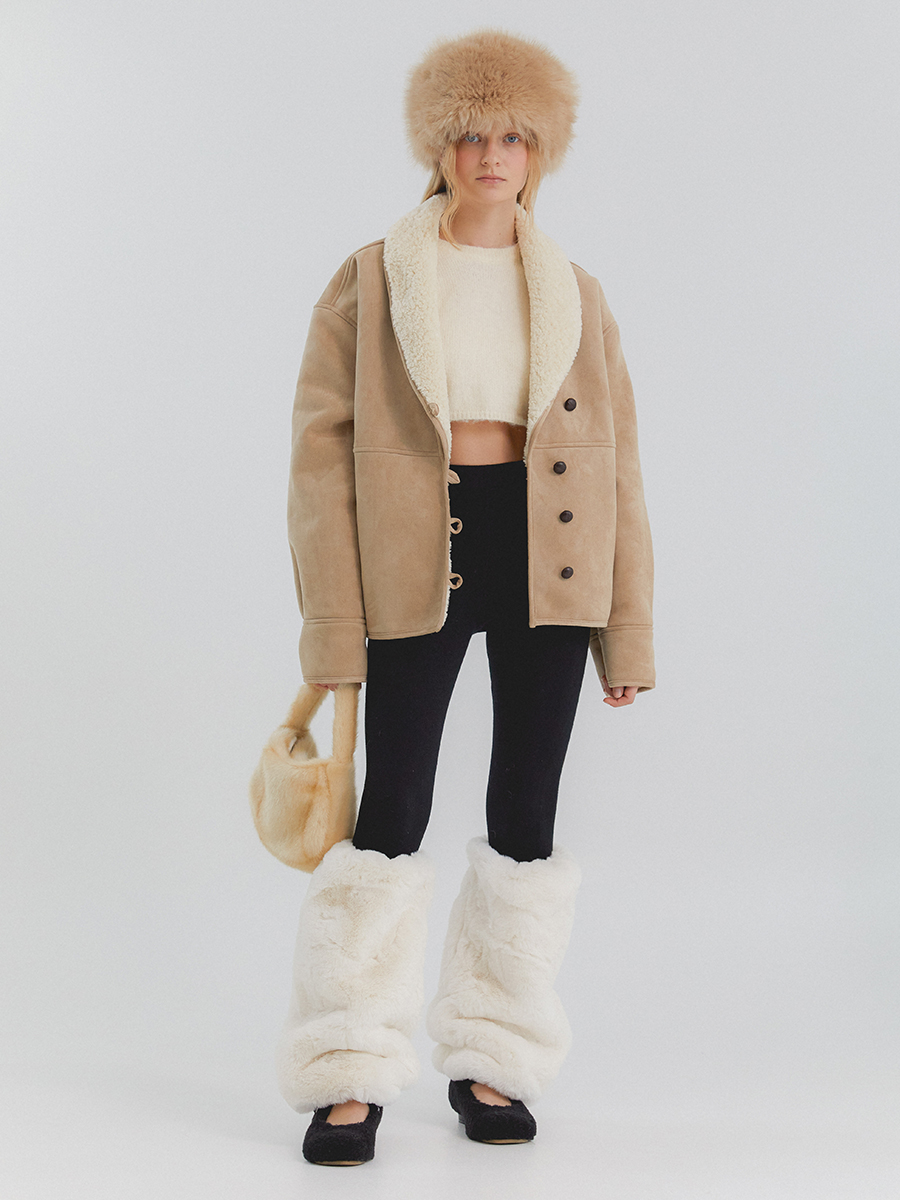 ASH button mustang fur jacket [beige]