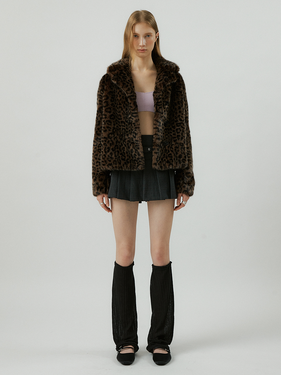 MOMEN leopard pattern fur jacket [leopard]