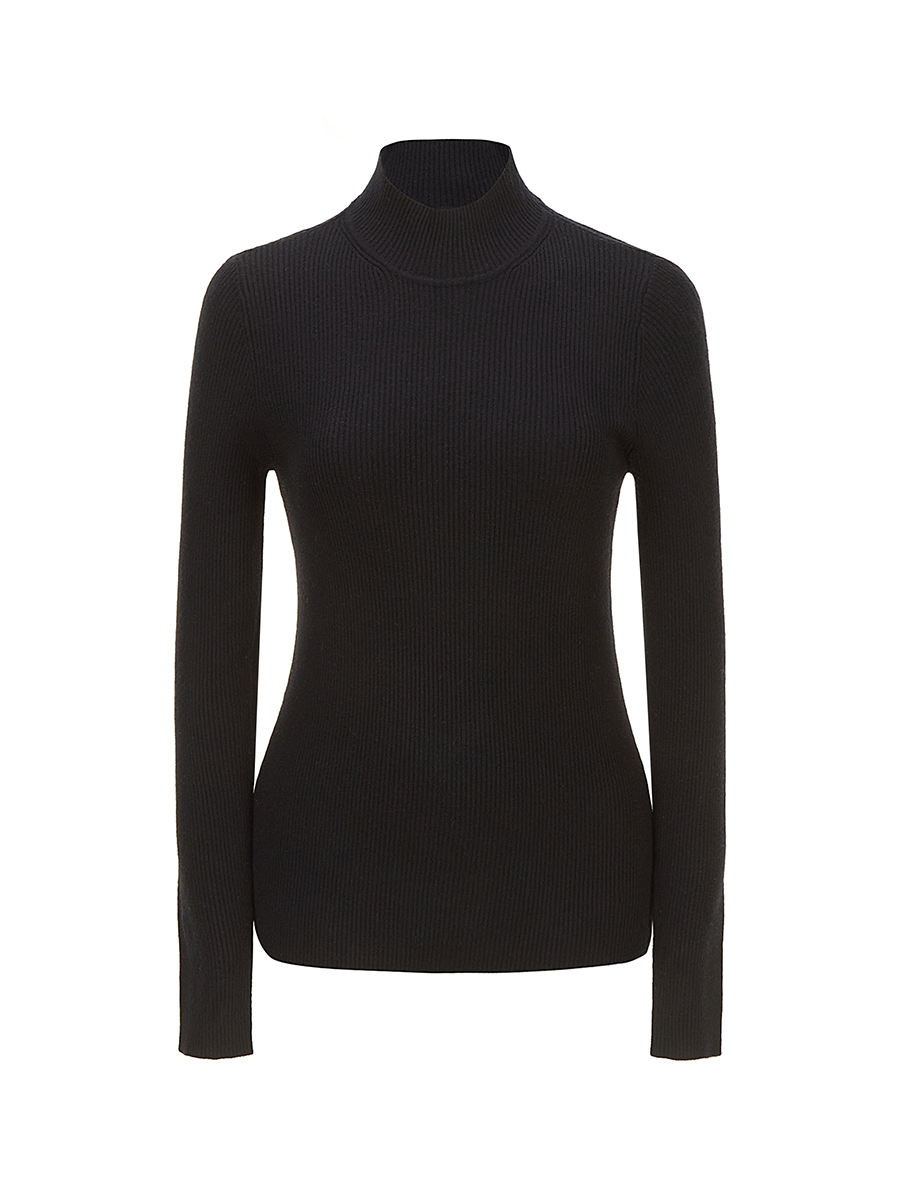 MOCK-NECK knit t-shirts [black]