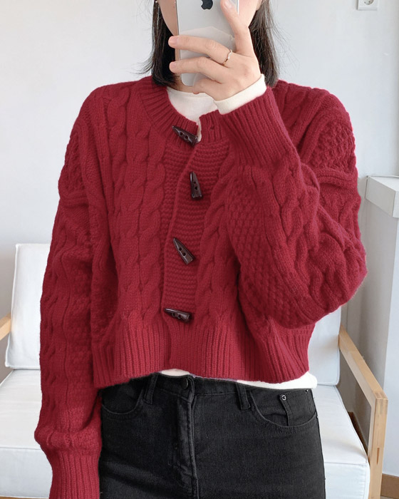 떡볶이 꽈배기 니트 가디건 knit cardigan - 3color