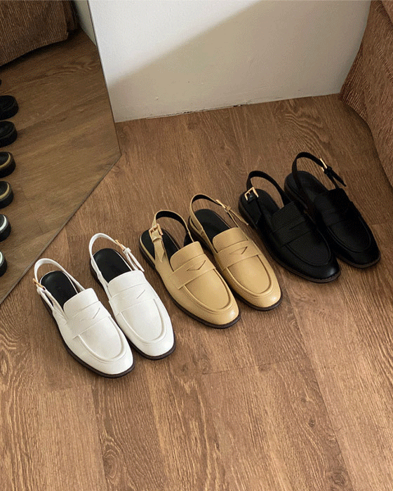 (1.5cm) 데일리 버클 슬링백 로퍼 shoes - 3color