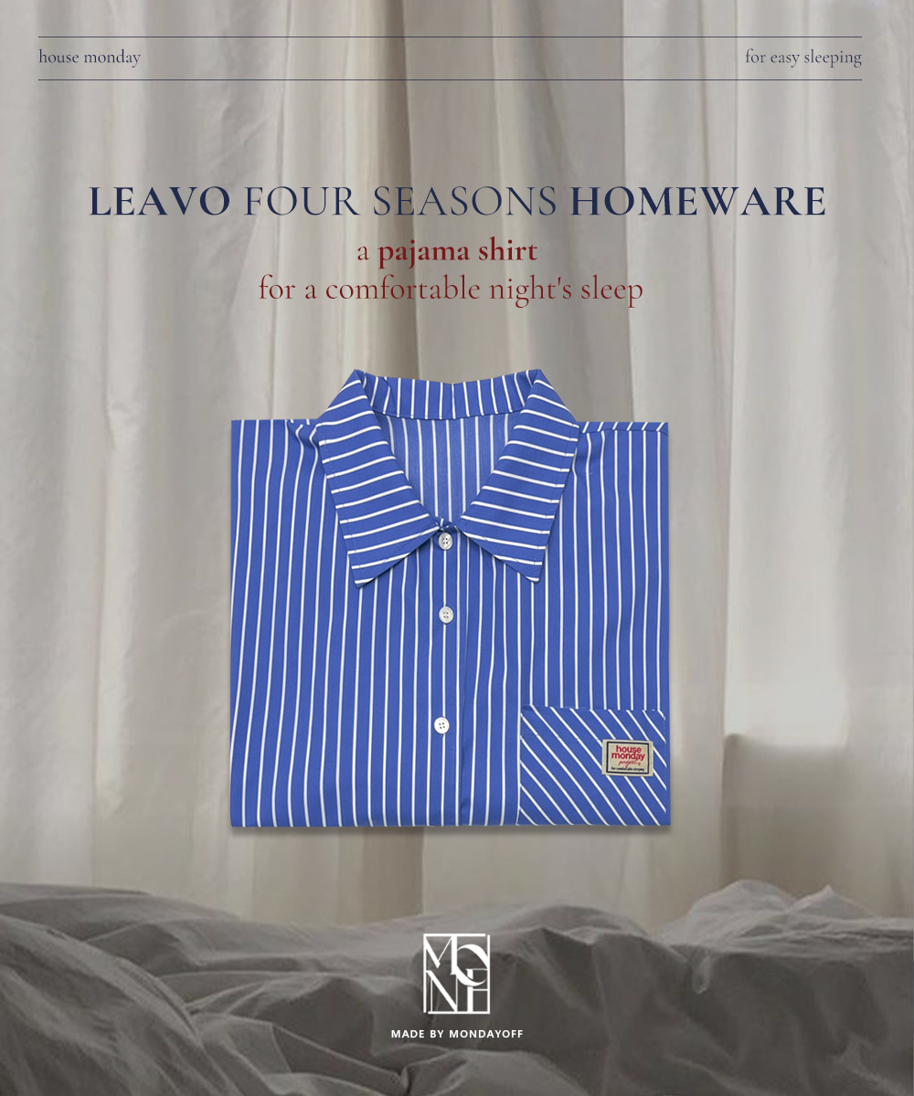 [MADE/Same-day delivery] Leavo Four Seasons Home Wear Shirt / Deep blue.