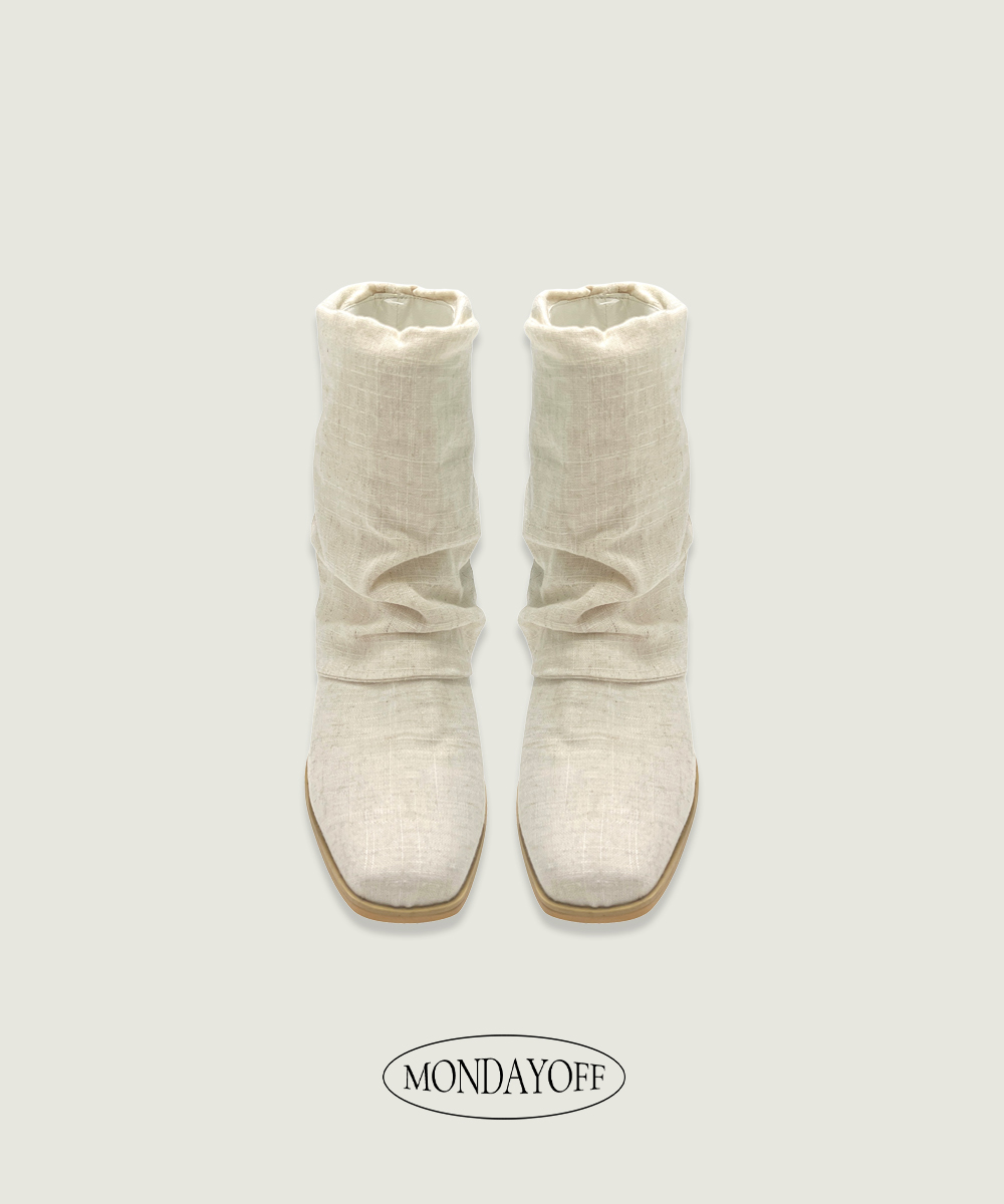 Boat Shirring Linen Boots / 2 colors