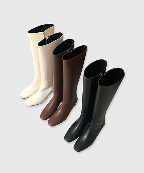 Nub Semi-Square Long Boots / 3 colors