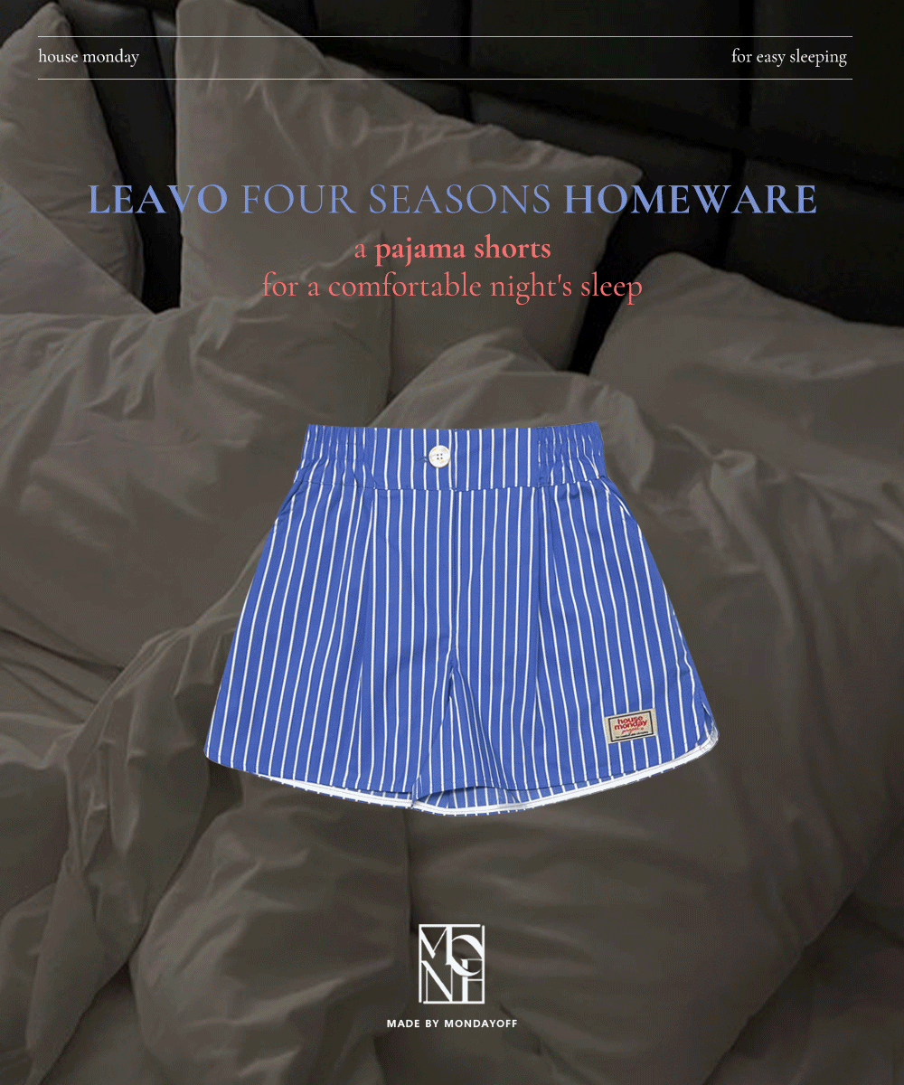 [MADE / 2nd preorder 4.29~5.3] Leavo Four Season Homewear Shorts / Deep blue.