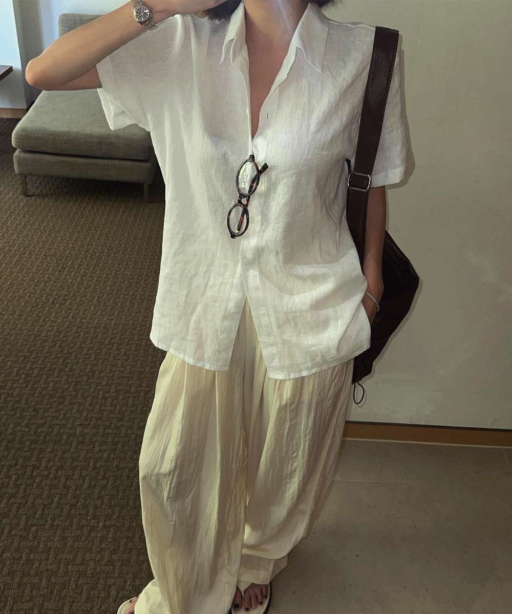 Day Linen Short-Sleeved Shirt / 5 colors
