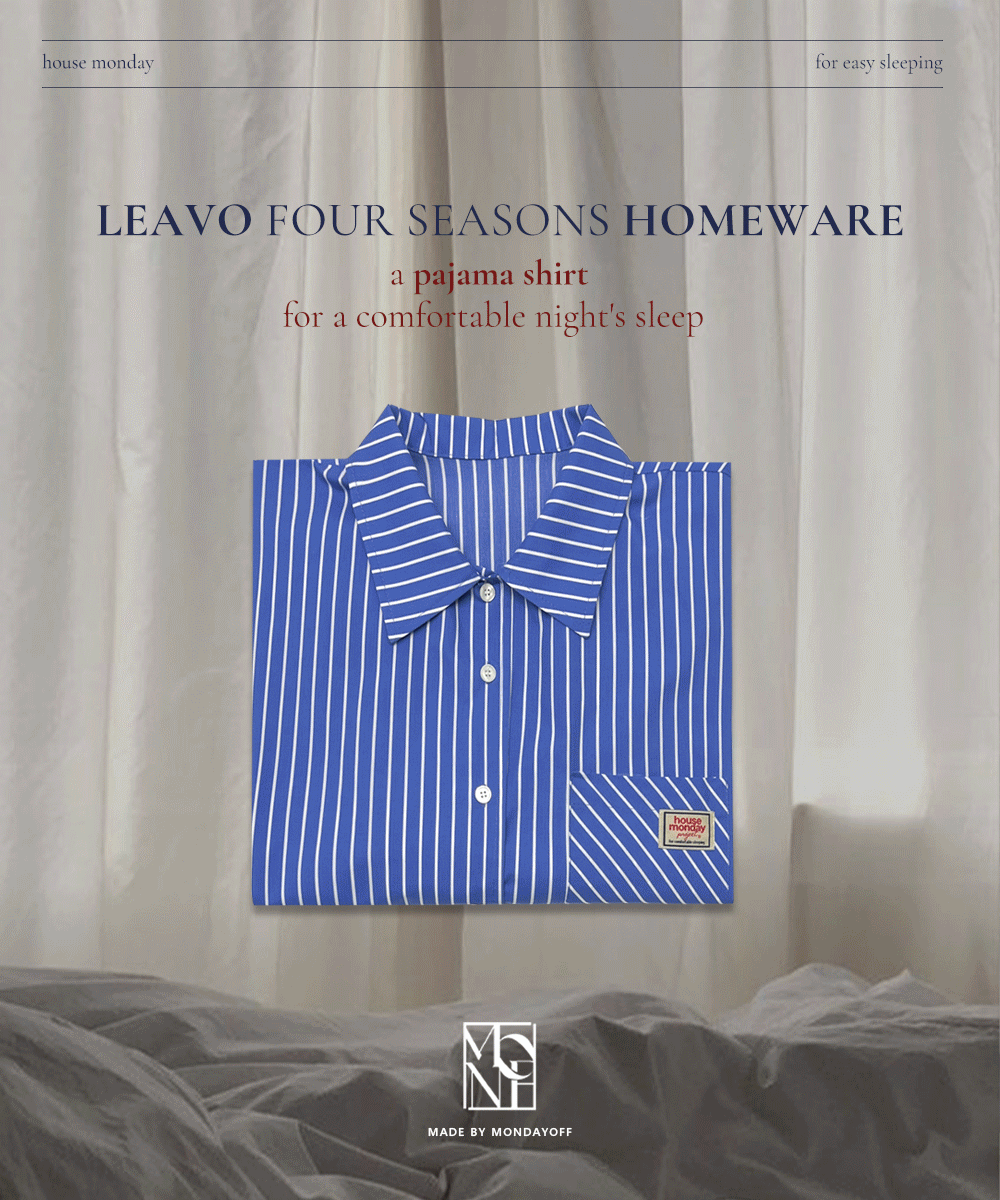 [MADE/Same-day delivery] Leavo Four Seasons Home Wear Shirt / Deep blue.