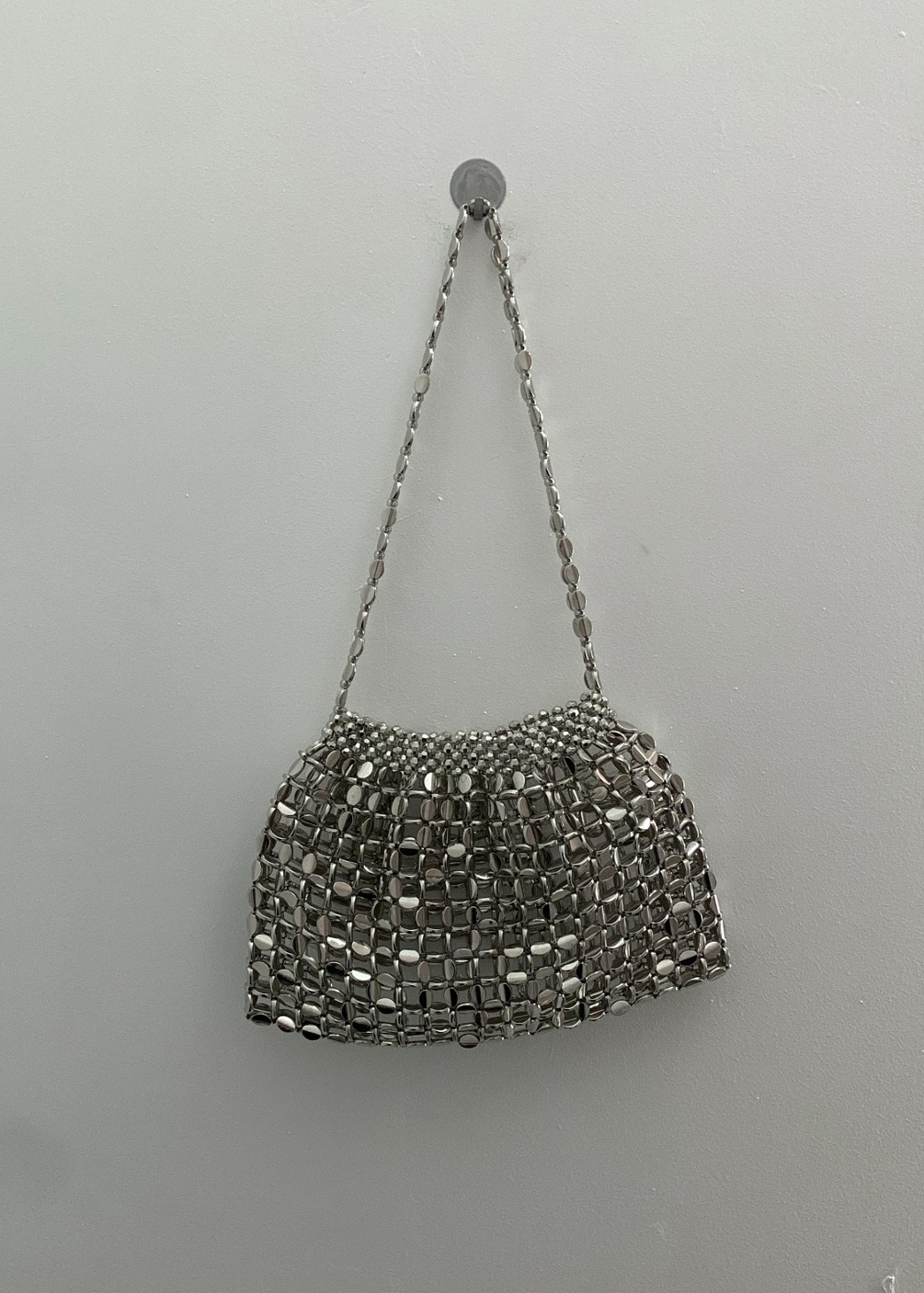 silver chain bag