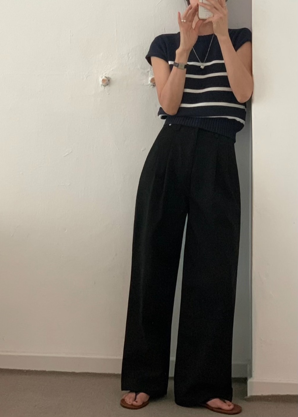 two wide pin tuck pants