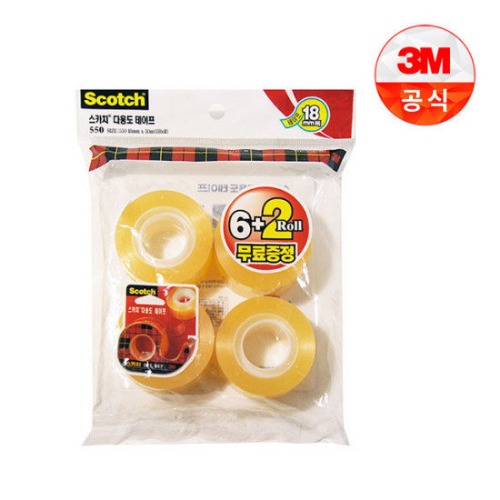 3M 스카치 다용도 테이프리필 550R 18mmx30M(6+2롤)