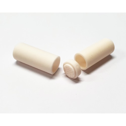 Alumina Crucible set, 1.7ml capacity cylidrical crucibles, 10.5mm OD x 25mm high with 25 hole(0.5mm Dia.) strainer(5mm Thickness) EQ-AI-10585-25