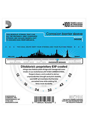 [일시품절] D&#039;Addario EXP16 Coated Phosphor Bronze Light 다다리오 코팅 파스퍼 브론즈 어쿠스틱 기타줄 라이트 (012-053 국내정식수입품)