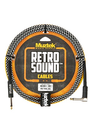 Muztek RS-180L BS Retro Sound Cable Black Silver 뮤즈텍 레트로 사운드 기타 베이스 케이블 블랙 실버 (ㄱ자→일자, 1.8m 국내정품)