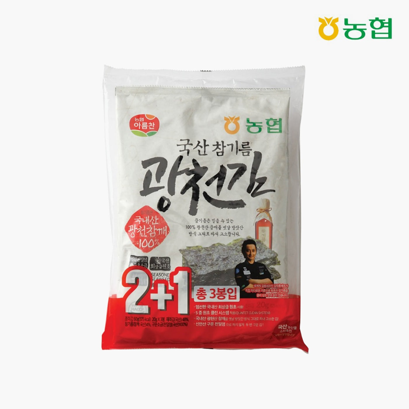 농협 라이블리 LYVLY, [농협식품] 아름찬 국산 참기름 광천김 전장김 20g*3봉