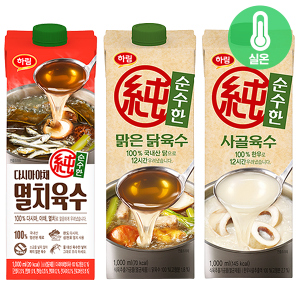 하림 순수한 사골육수/맑은 닭육수/다시마 야채 멸치육수 1000ML(실온) x12개