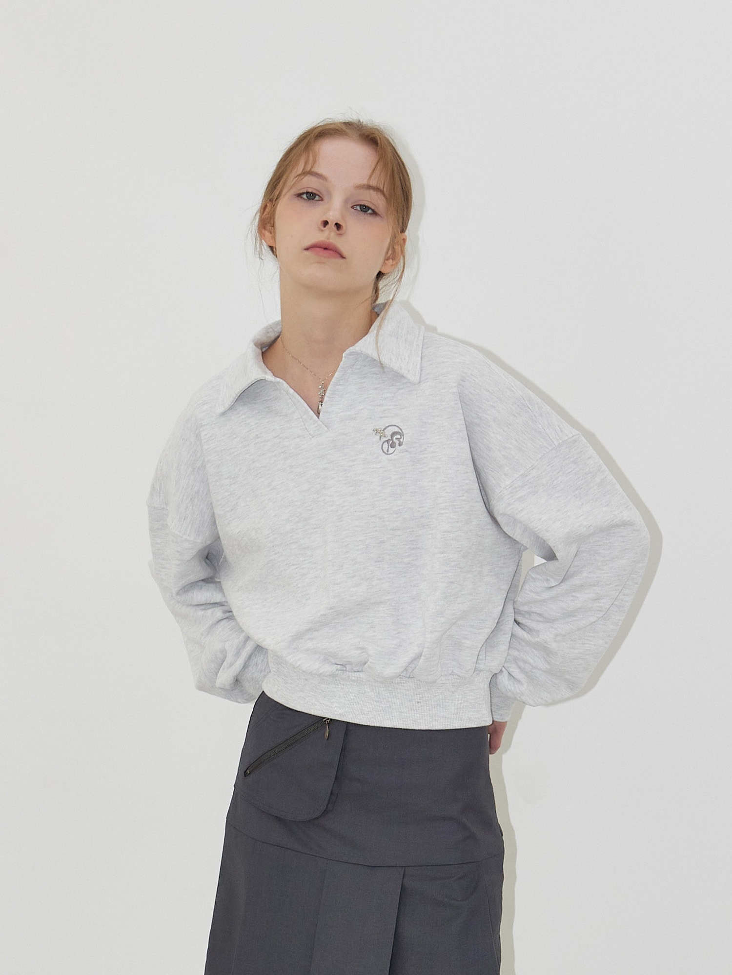 Crop collar sweatshirt (melange)