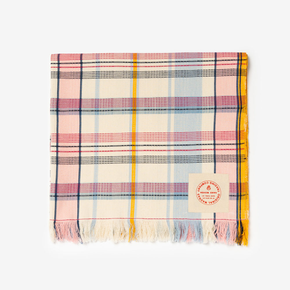 Original Madras Trading Company - Madras Beach Rib Towel (Pink/Sky Blue/Yellow)