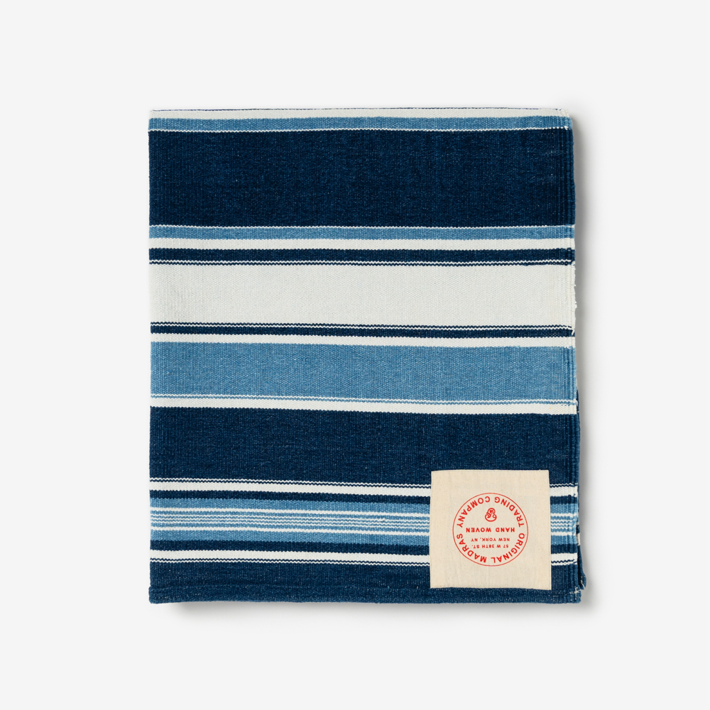 Original Madras Trading Company - Beach Mat (Blue Multi Stripe)