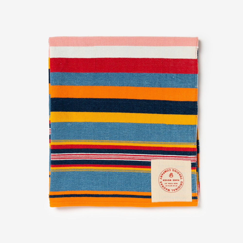 Original Madras Trading Company - Beach Mat (Orange Multi Stripe)