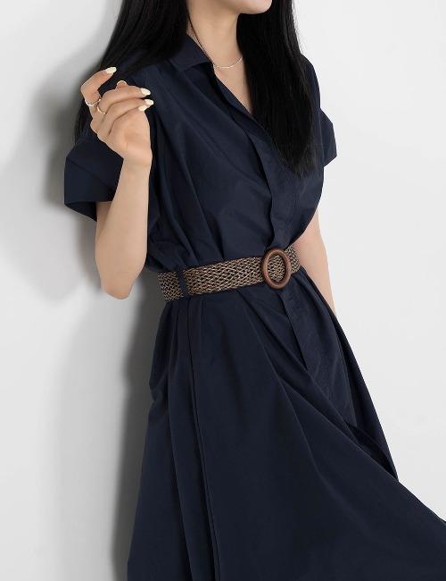 [New color/fast delivery] C-waist shirt long dress