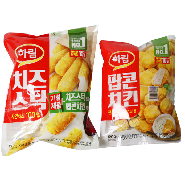 (냉동) 하림 치즈스틱370g + 팝콘치킨 180g