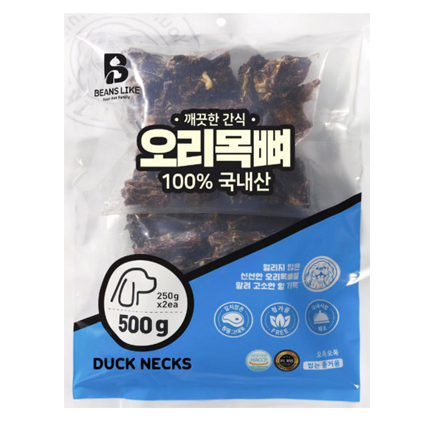 깨끗한간식 오리목뼈 500g 1봉