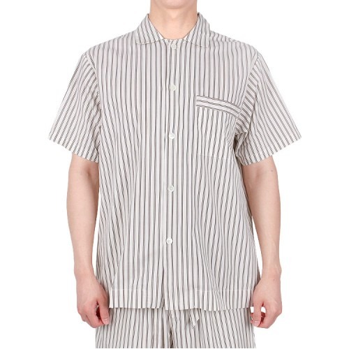 [테클라] 공용 포플린 스트라이프 파자마 반팔 셔츠 (SWE HS)