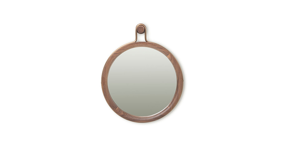 #Utility Round Mirror Small  Natural Walnut (UT-M110-S)