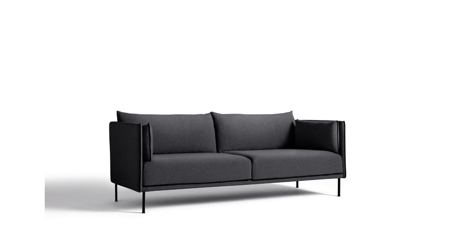 Silhouette Sofa 3 Seater Mono Black Leather Piping/STT#195/Black Leg주문 후 6개월 소요