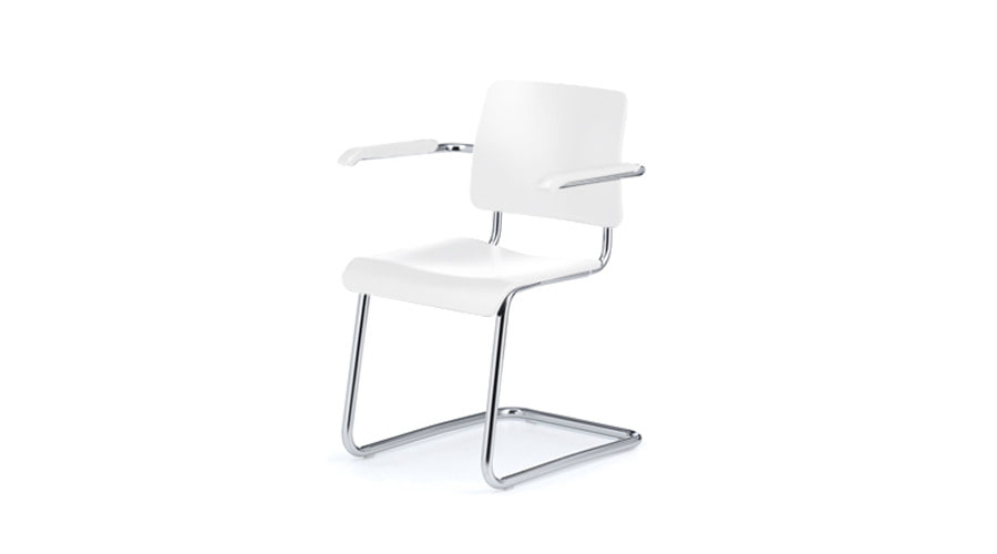 #Weimar 5112 ChairWhite Lacquered Beech/Chrome Frame (0451) 