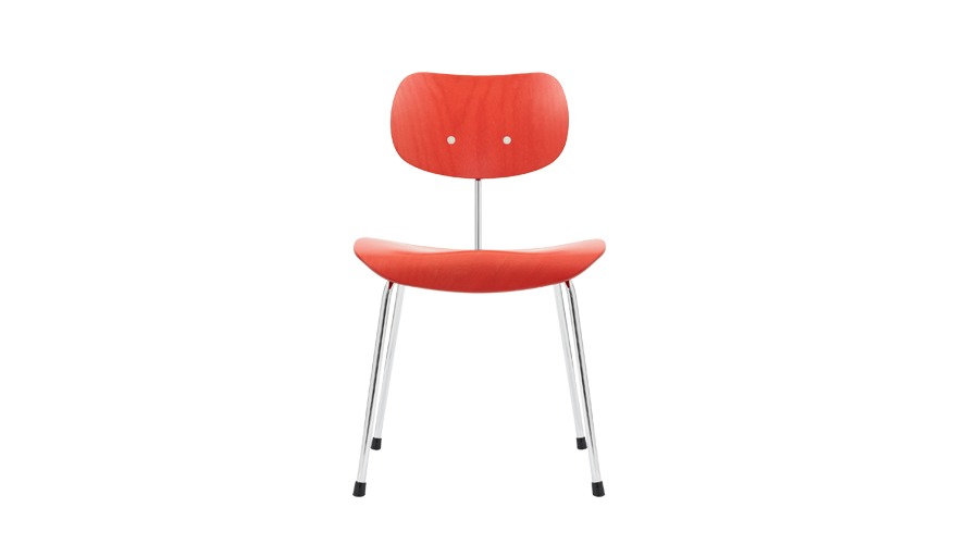 SE68 Chair (Non-stackable 19005)SE68 체어 논스태커블 블러드 오렌지 스테인드 (RAL2002)/크롬 프레임